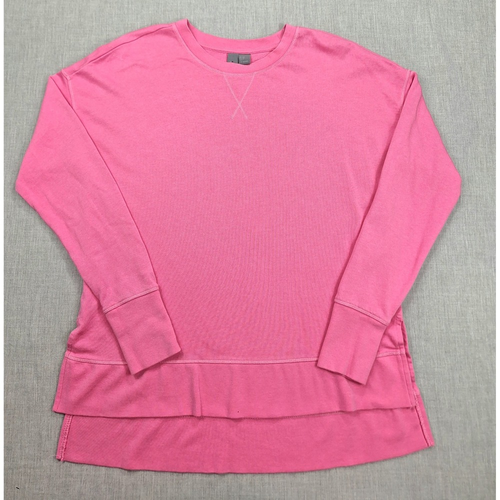 Sweaty Betty Pink Crewneck Sweatshirt Thumbhole High Low Hem XS